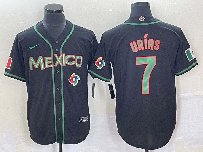 Men 2023 World Cub Mexico 7 Urias Black green Nike MLB Jersey15